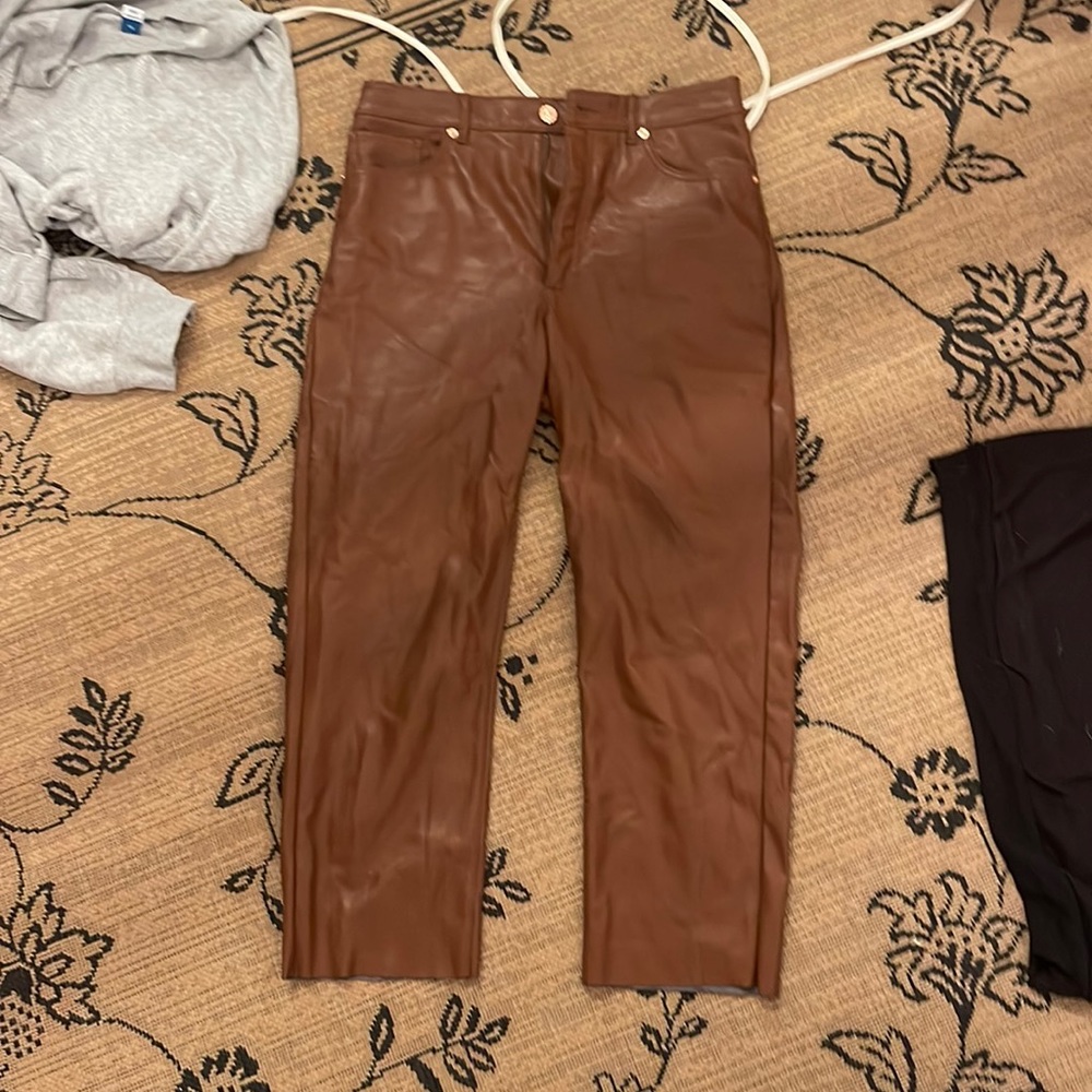 Brown leather pants